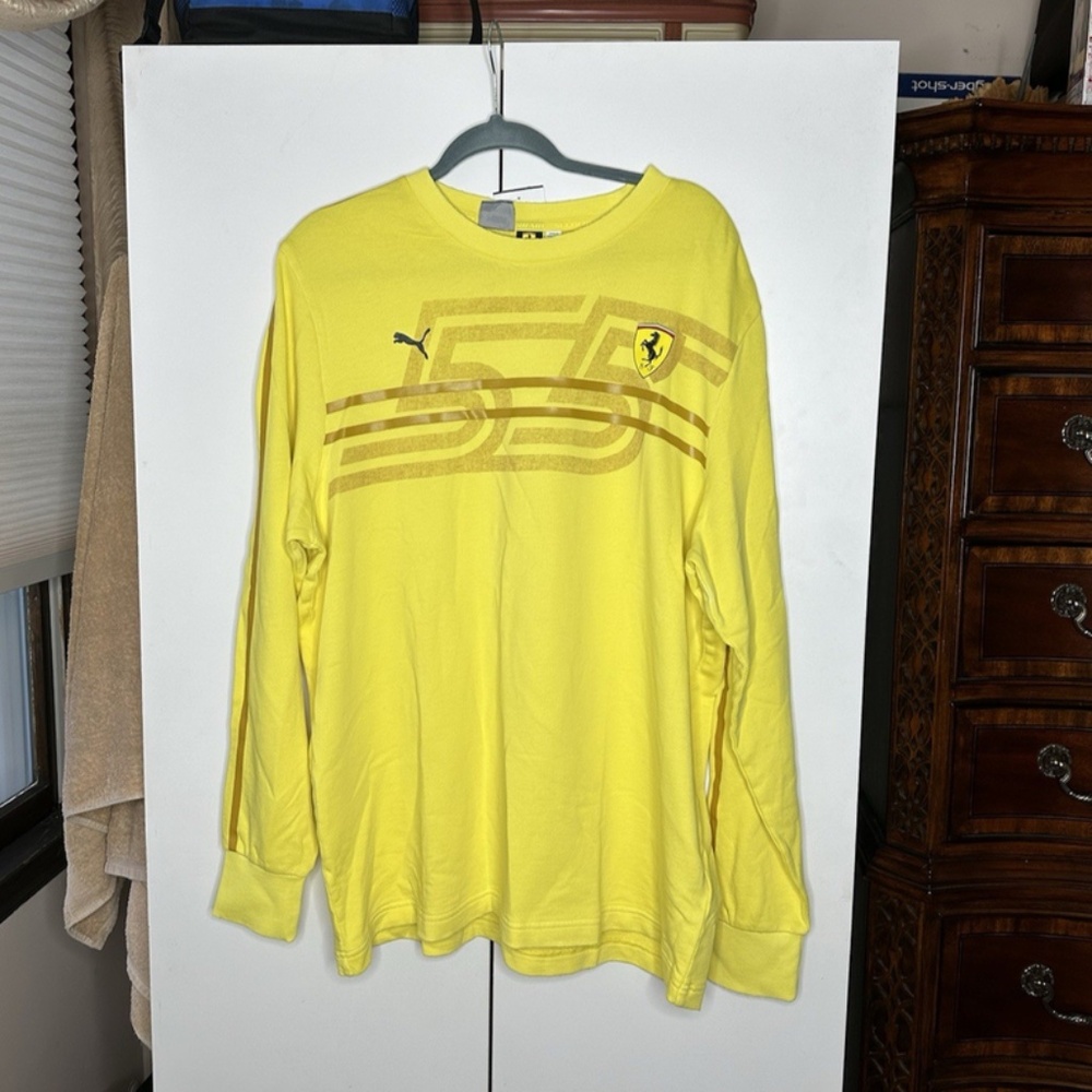 PUMA Ferrari Race Desert Sun Crew 2 Sweatshirt Long Sleeve Yellow Mens Sz XL NEW